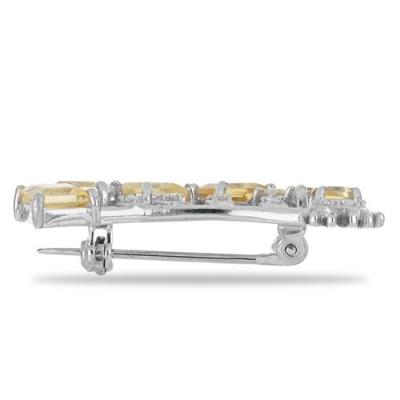 BUY 925 SILVER BROOCH WITH CITRINE GEMSTONE 